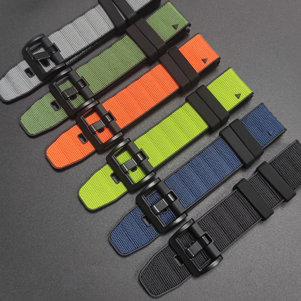 Correa QuickFit de 22 y 26mm para Garmin Epix Gen 2, pulsera de silicona de cuero Fenix 8 7 7XPro 6X Enduro 3 MARQ Mk3i/2, correa de goma de nailon - imagen 2