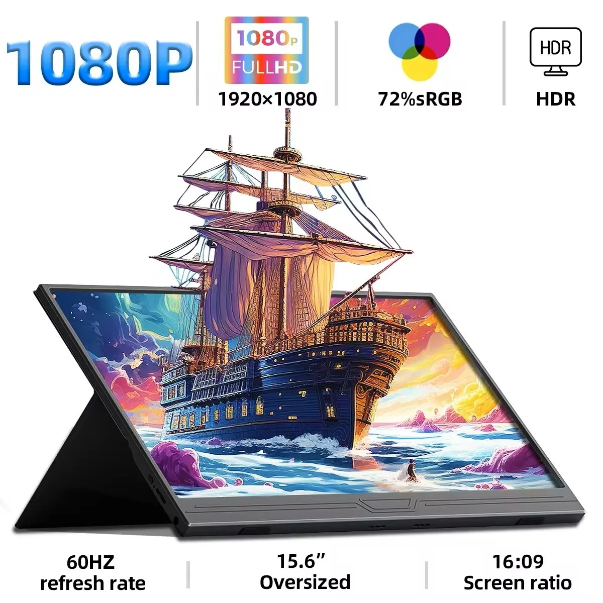 ZSUS Monitor portátil Full HD HDR de 15,6 pulgadas para PS5 y Xbox