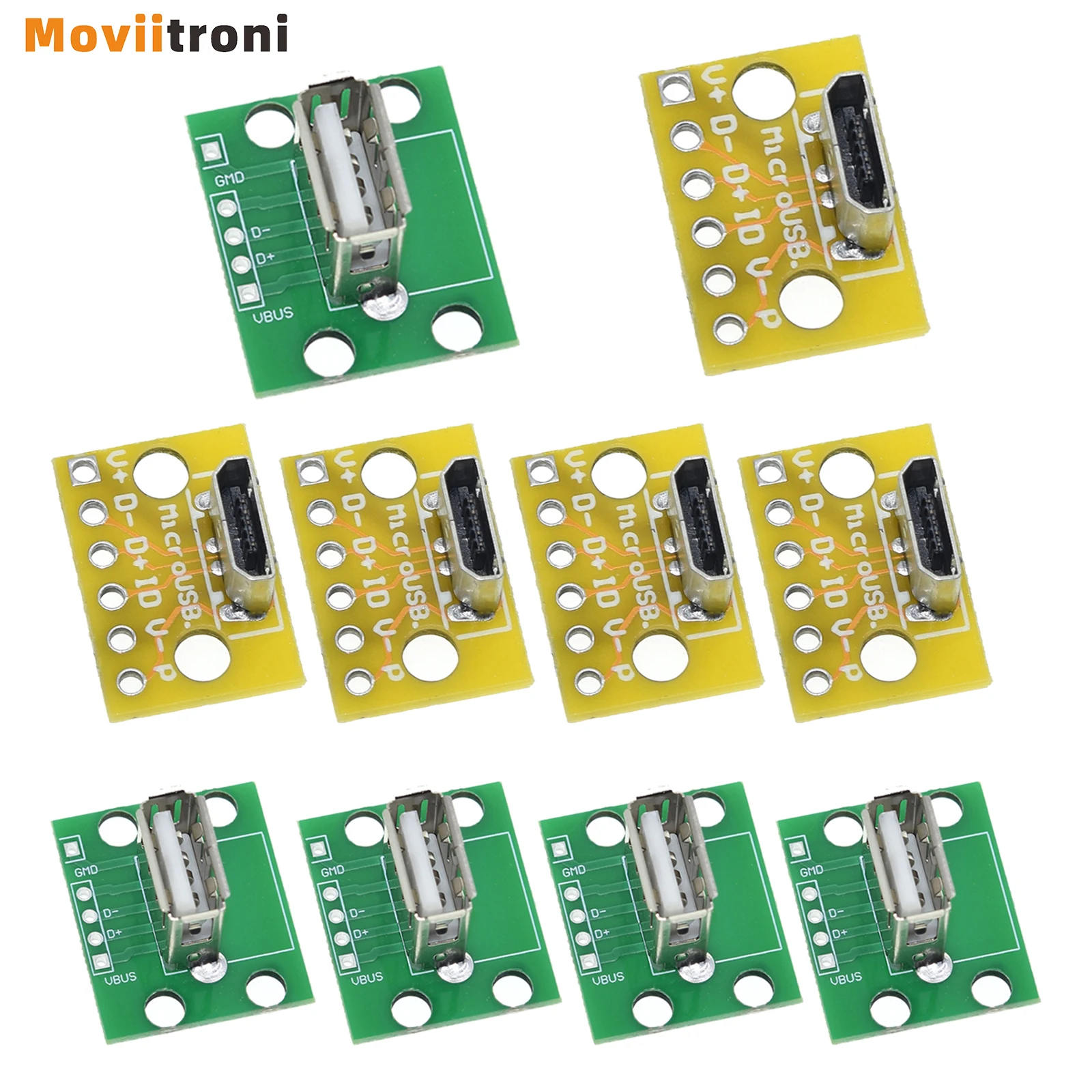 10 Uds. Enchufes hembra Micro Usb Vertical prueba 2,0 cabeza hembra un conector adaptador de placa Pcb para adaptadores de Cable de datos