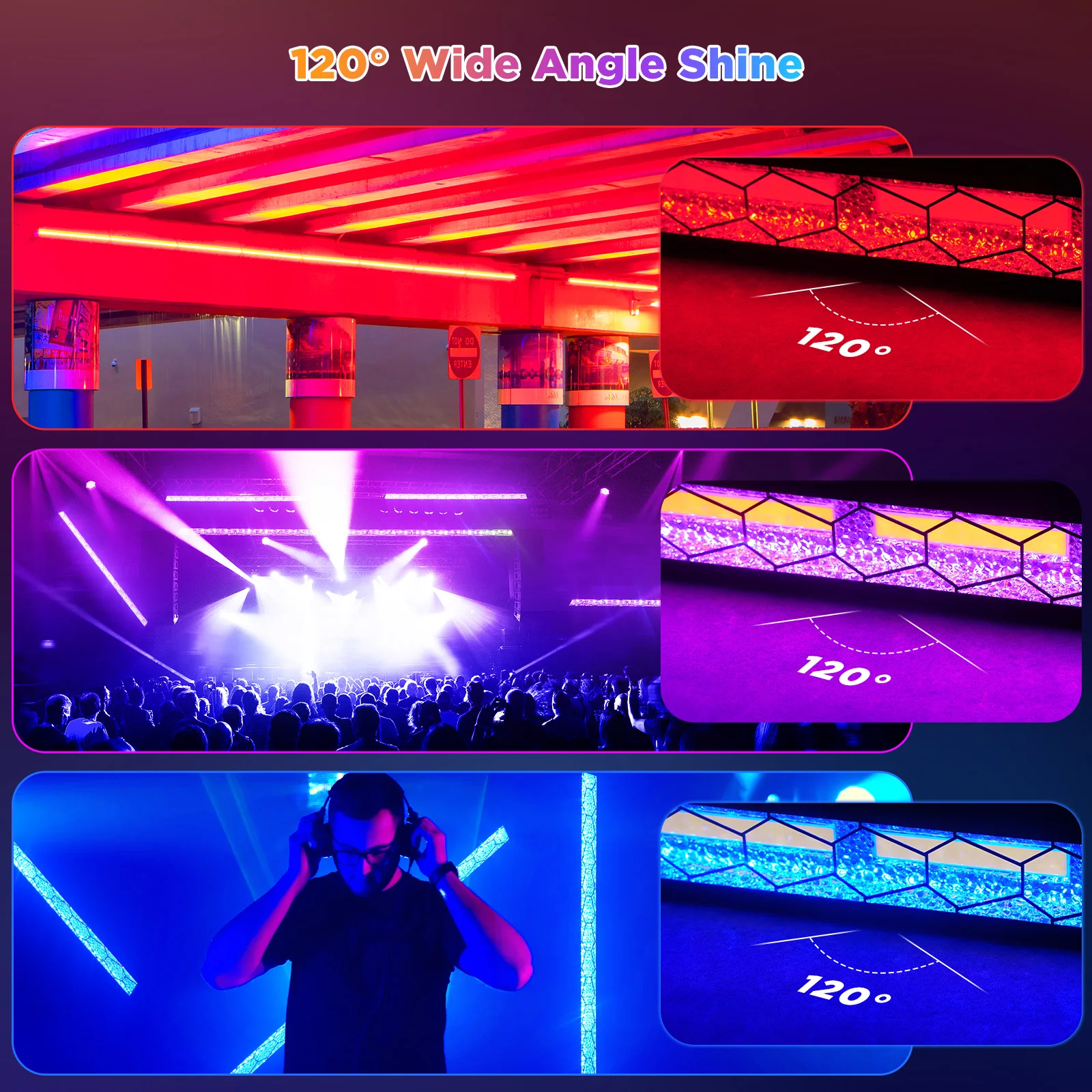 Barra de luces LED Retro U'King 420W COB 6X60W COB + 120X0,2 W RGB luz LED de escenario DMX512 luces de DJ para Fiesta de bodas al aire libre Show Club - imagen 5