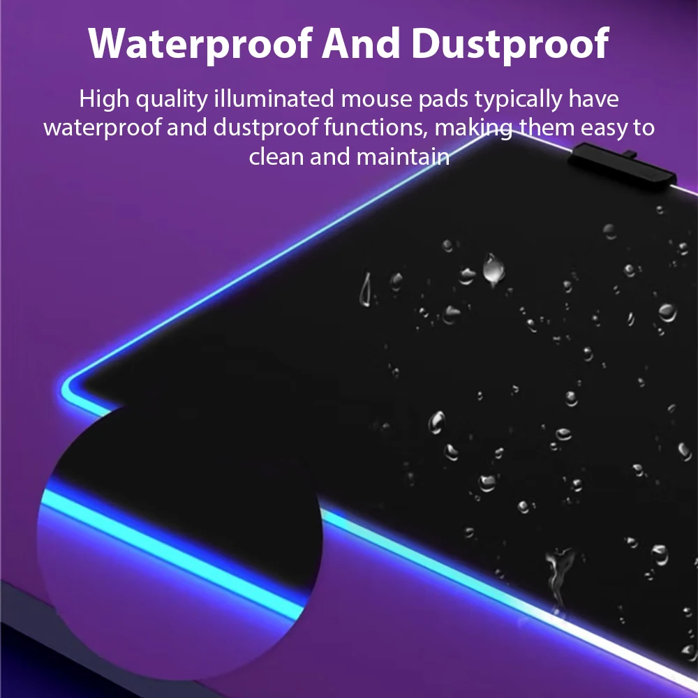 Alfombrilla de ratón para juegos XXL, alfombrillas de ratón multicolor con luz LED grande, alfombrilla de ratón impermeable y antideslizante, alfombrilla de mesa de cómputo, accesorios de escritorio - imagen 5