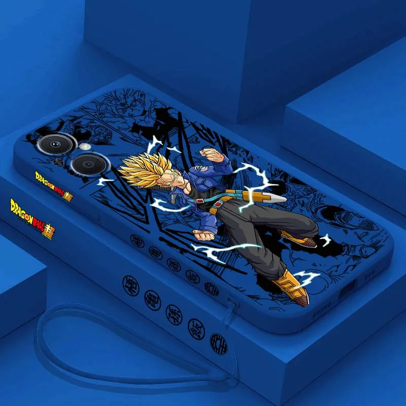 D-Dragon Ball Anime Trunks cubierta para OPPO Reno 8 7 A96 A78 A74 A72 A58 A53 A40 Lite 5G funda de teléfono con cuerda izquierda líquida - imagen 5