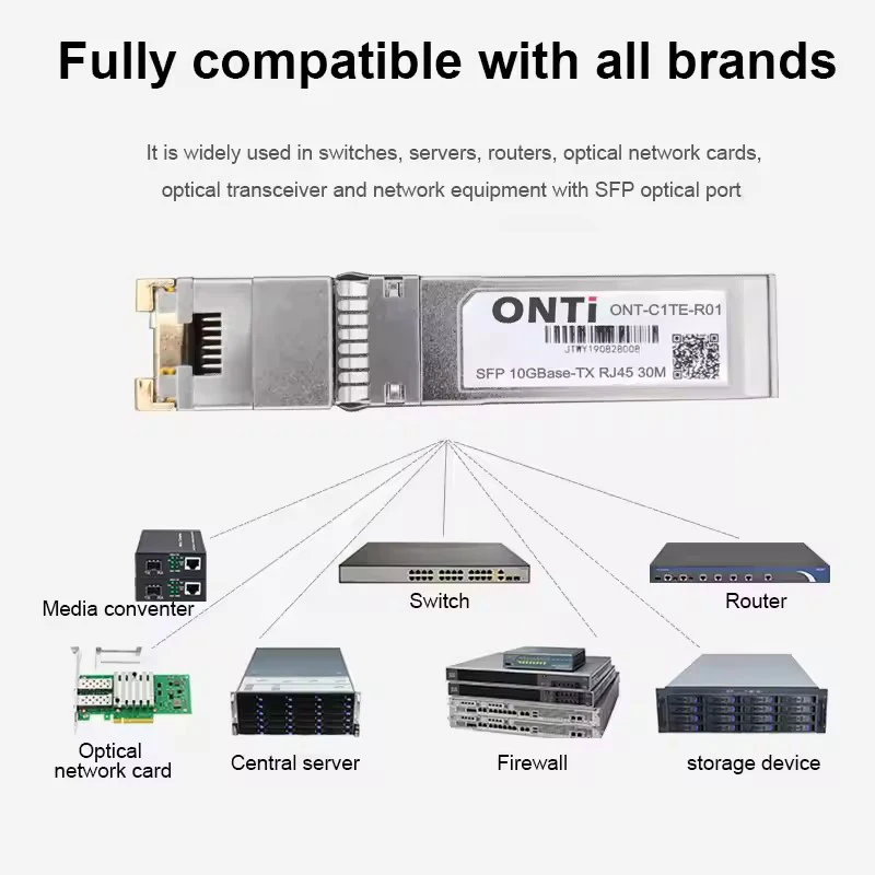 ONTi SFP+ 10G RJ45 Cobre – Módulo Transceptor para Cisco y MikroTik - imagen 2