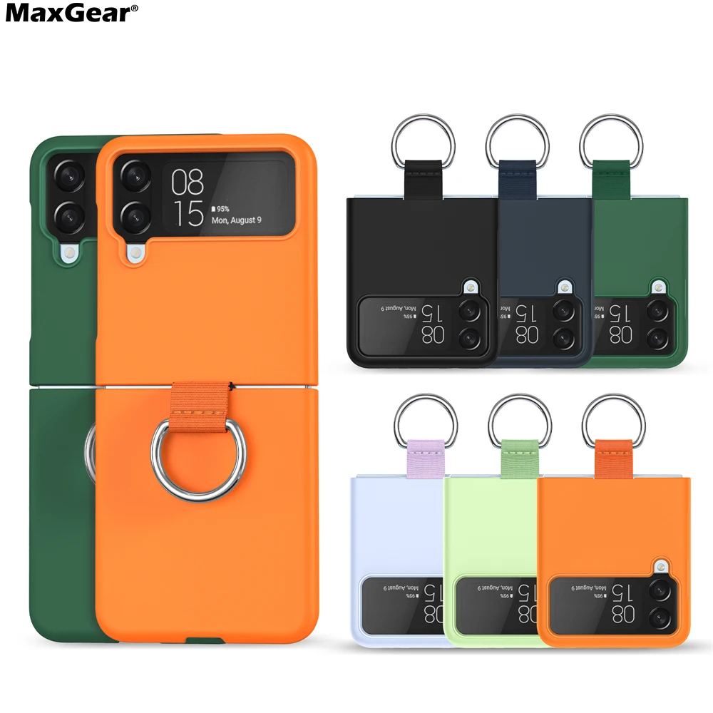 Funda de lujo mate con anillo para dedo para Samsung Galaxy Z Flip ZFlip 6 5 4 3 Zflip6 Zflip5 Zflip4 Zflip3 Candy Funda