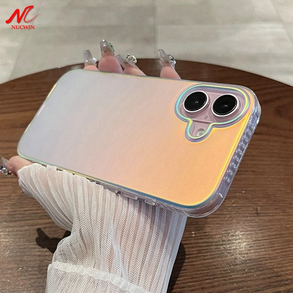 Funda de lujo Aurora Laser para iPhone 16 Pro Max 16 Plus, funda de PC mate delgada de Color degradado para iPhone 11 12 13 14 15 Pro Max Mini - imagen 2