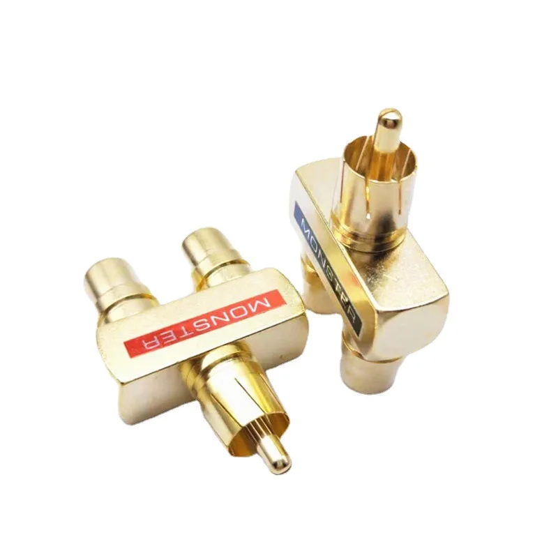1 unidad de adaptador RCA de enchufe divisor de Audio AV de cobre chapado en oro, conector macho a 2 hembra - imagen 5