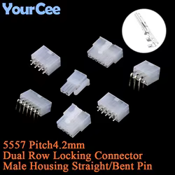 10 Uds 5557 4,2mm 2*1-12Pin Pin doblado Pin recto doble fila conector de bloqueo de acoplamiento carcasa de plástico macho para ordenador PC