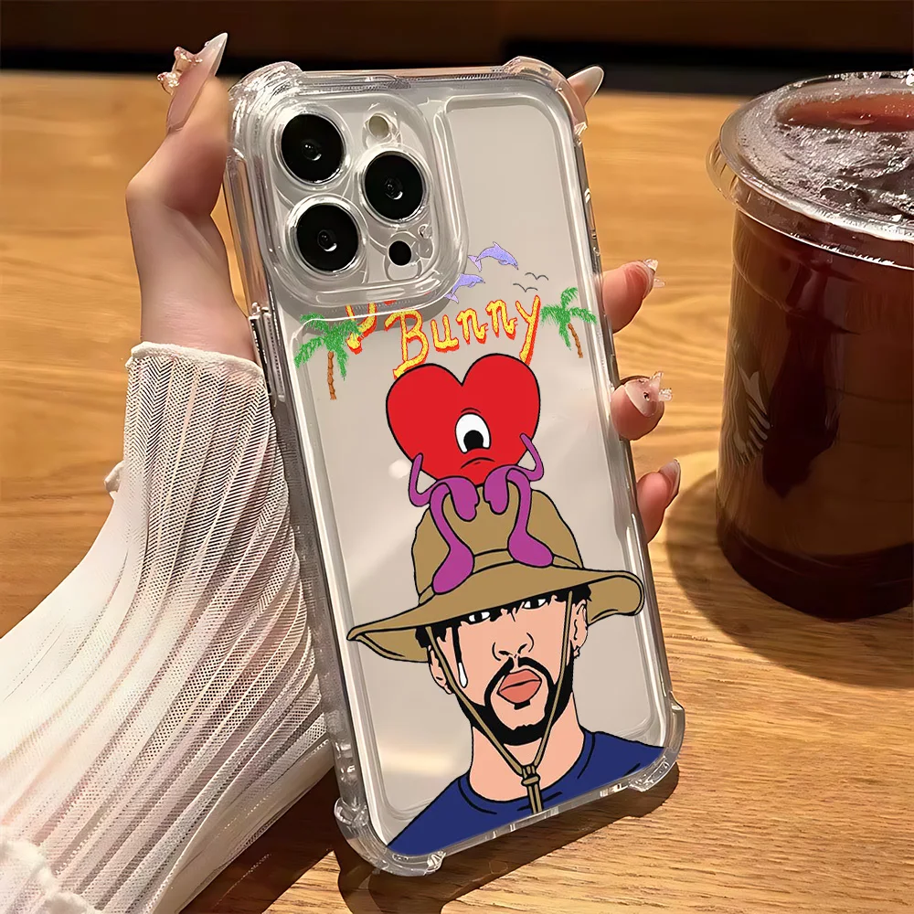 Bad Bunny X 100pre Bunny Logo funda de teléfono para IPhone 16e 16 15 14 13 12 11 Mini Pro Max X XR XSMax 8 Plus cubierta anti transparente - imagen 5