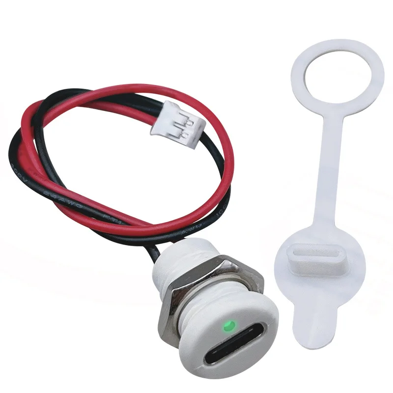 Luz LED de 2 pines USB tipo c conector impermeable tuerca de bloqueo enchufe hembra interfaz de carga de soldadura - imagen 2