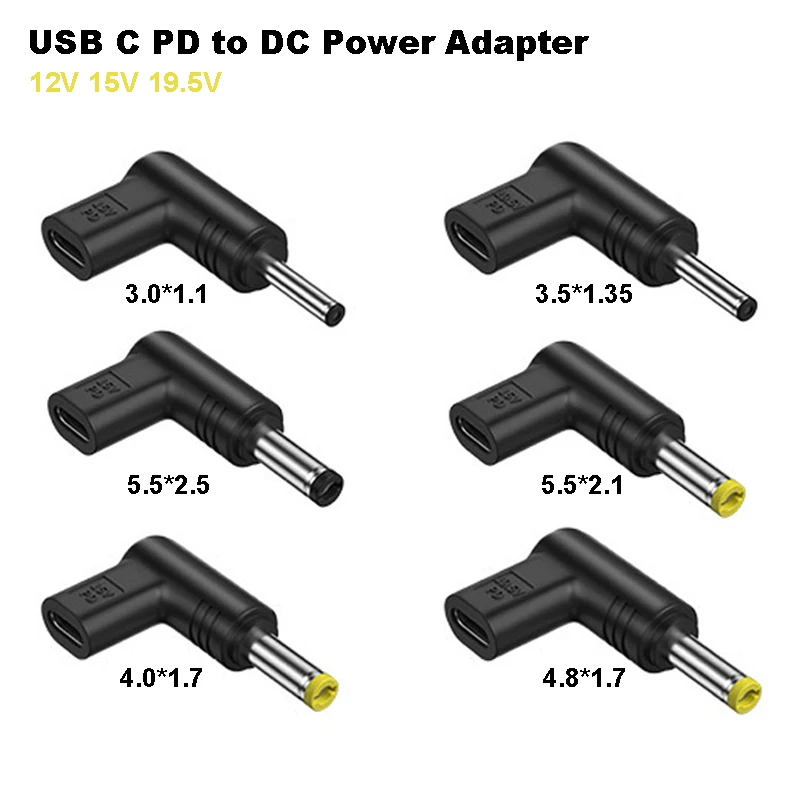 12V 15V 19,5 V USB C tipo C PD a adaptador de corriente CC Universal 3,5*1,35 5,5*2,5mm conector de clavija CC para enrutador tableta cámara