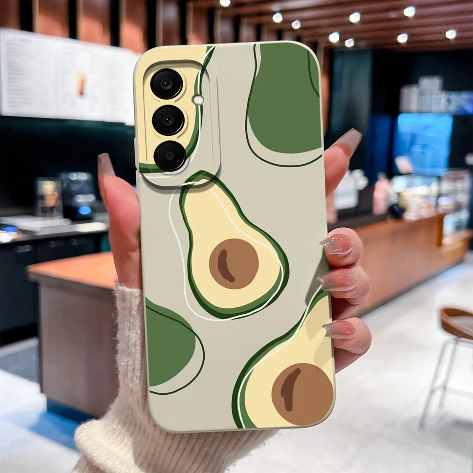 Funda para Samsung Galaxy M17 F17 5G, bonita carcasa de teléfono ligera de silicona líquida suave con diseño de gato y aguacate para GalaxyM17 F 17 - imagen 4