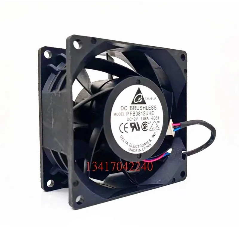 Nuevo original PFB0812UHE 8cm 8038 12V 1.86A ventilador de refrigeración violento de tres cables