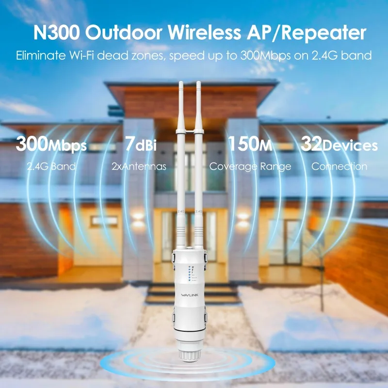Wavlink AC300 Outdoor Router Repeater, Outdoor WiFi Repeater AP 2.4G 5G Dual Band - imagen 3