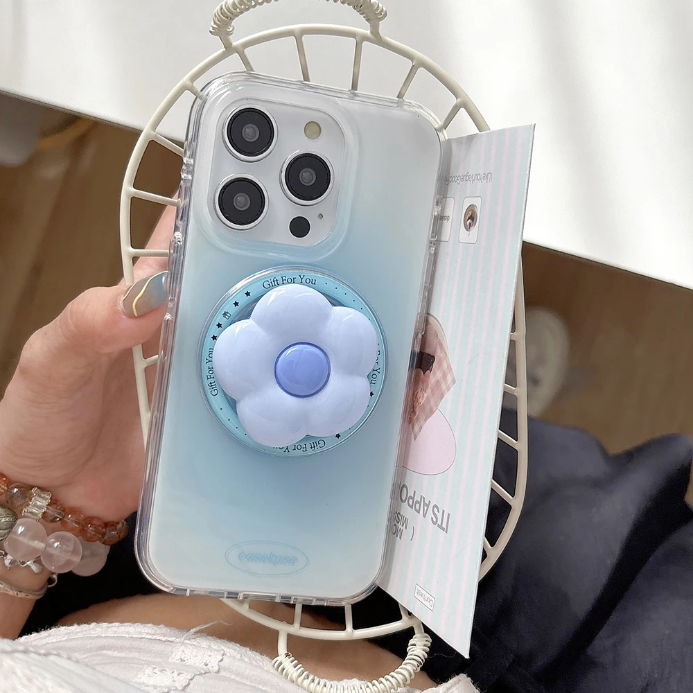 Flor bonita 3D para Magsafe funda de teléfono de Color degradado magnético para iPhone 14 16 15 17ProMax 17 pro cubierta femenina de carga inalámbrica - imagen 3