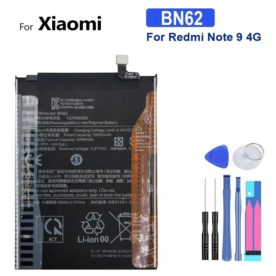 Batería BN62 de 6000mAh para Xiaomi Redmi 9T Note 9 4G POCO M3 batería de gran potencia - imagen 3