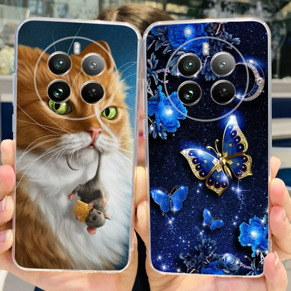 Para Realme 12 Pro Plus funda lindo gato mariposa cubierta pintada funda de teléfono de silicona transparente para Realme 12 Pro Realme12 Pro + bolsas suaves - imagen 2