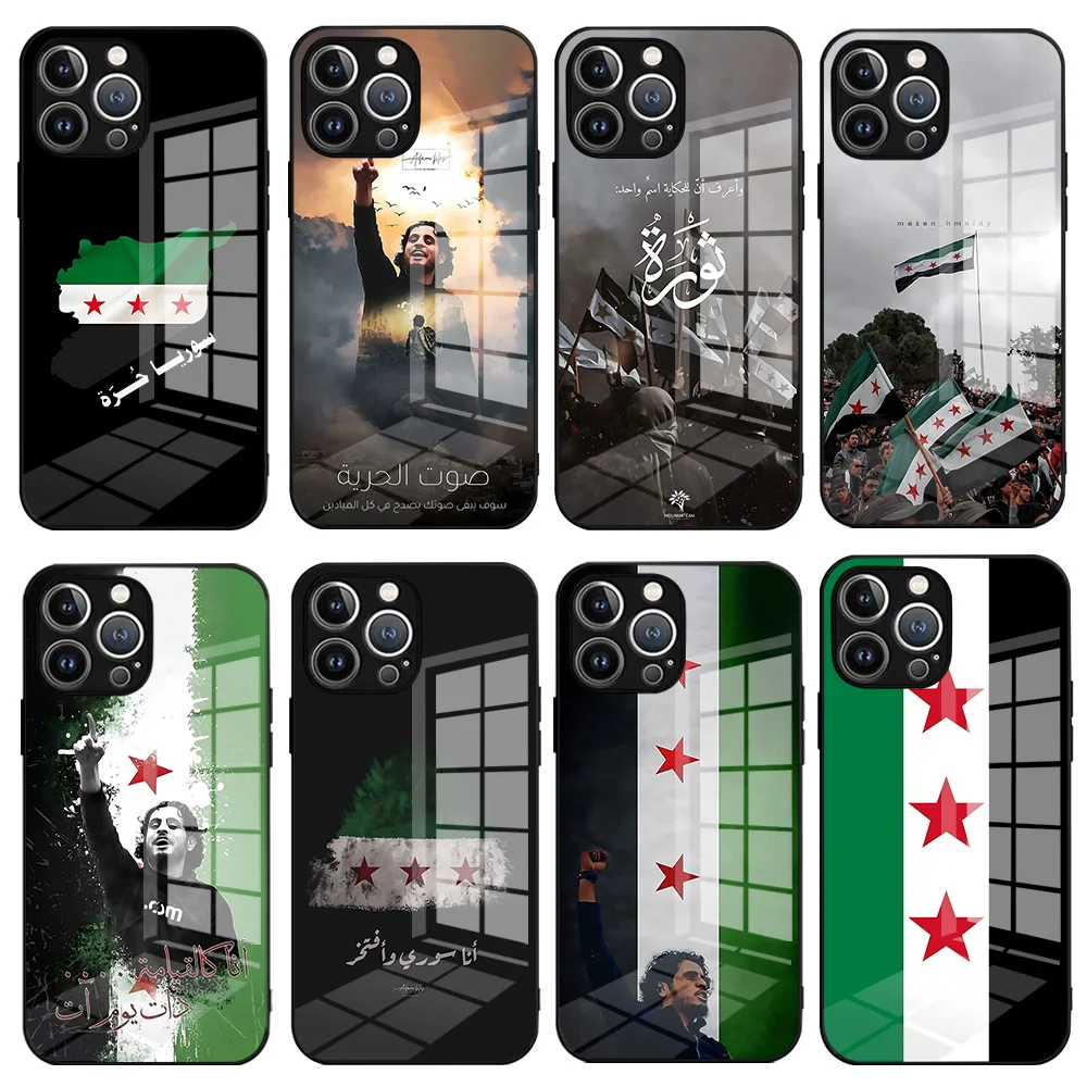 Funda de teléfono con bandera de la revolución de S-Syria para iPhone 16 15 14 13 12 Mini 11 Pro XS Max XR X SE 2022 8 7 Plus, funda trasera con marco de silicona