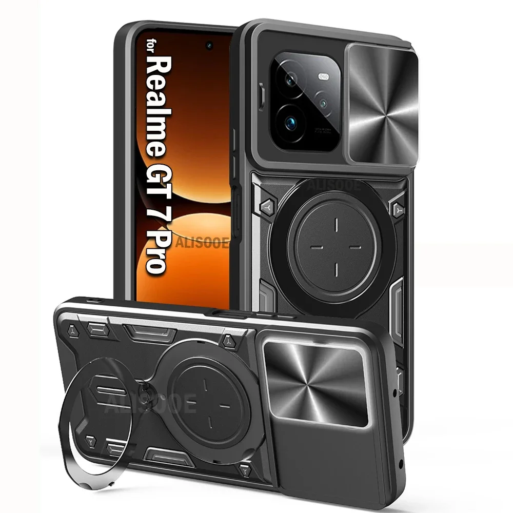 Funda con soporte para cámara deslizante para Realme GT 7 Pro, Funda protectora con soporte magnético para Realme GT7 Pro, Capa de teléfono a prueba de golpes - imagen 2