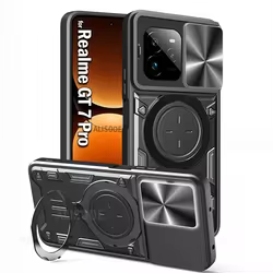 Funda con soporte para cámara deslizante para Realme GT 7 Pro, Funda protectora con soporte magnético para Realme GT7 Pro, Capa de teléfono a prueba de golpes