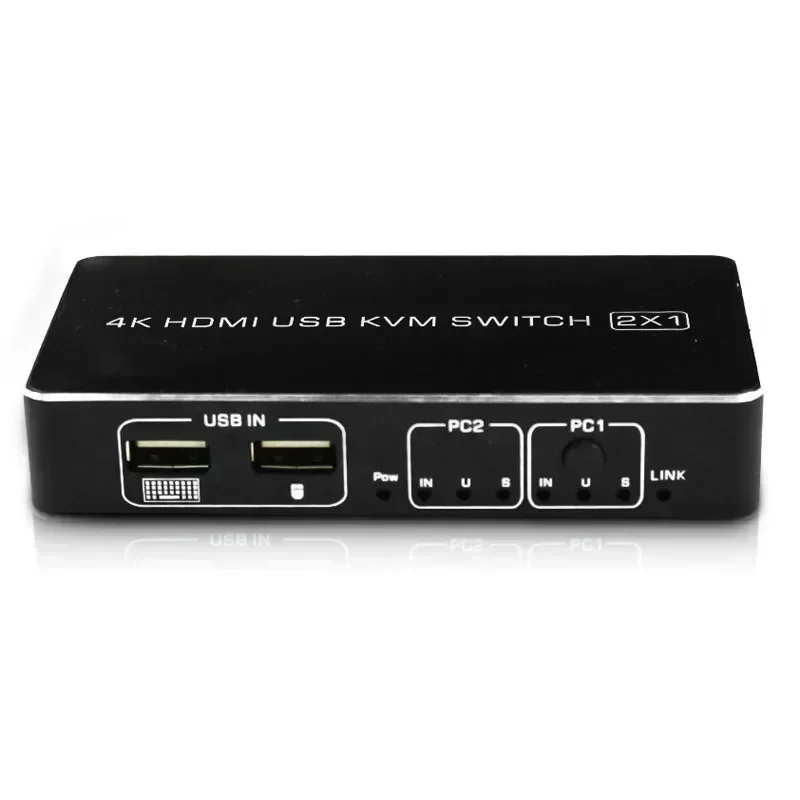 Conmutador de 2 puertos USB HDMI KVM, 4K, 60Hz, 1080p, HDMI2.0, 2x1, compatible con impresora de teclado y ratón, convertidor de vídeo de ordenador portátil a Monitor