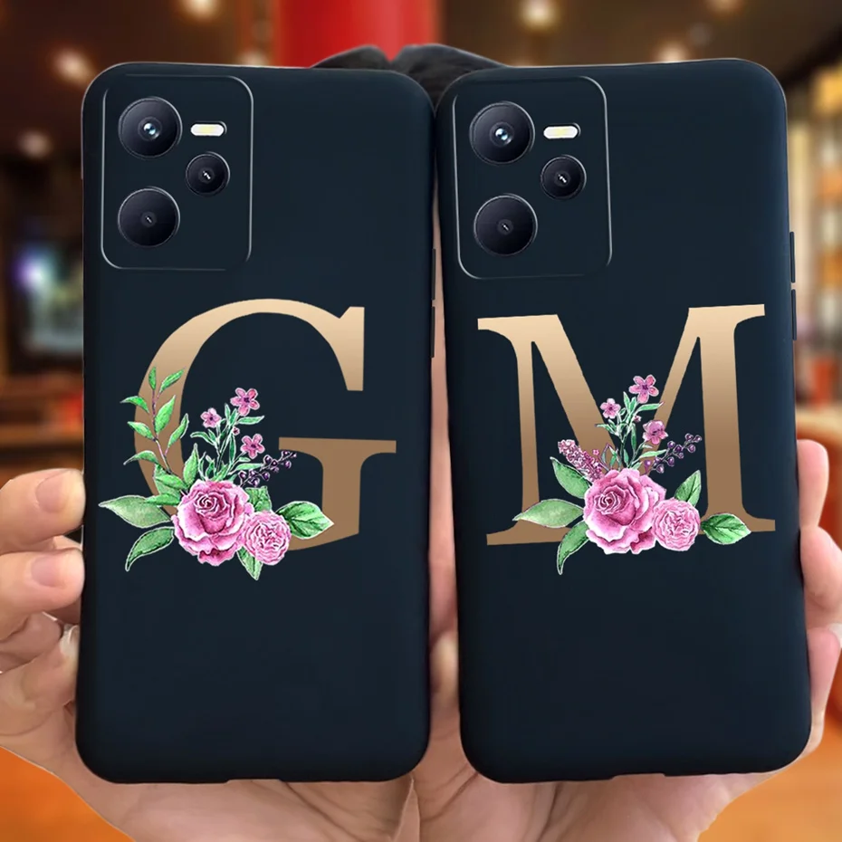 Funda de teléfono con letras bonitas para Realme C35, funda suave de silicona negra RMX3511 2020 para Realme C35 C 35 4G RealmeC35, parachoques rosa - imagen 3