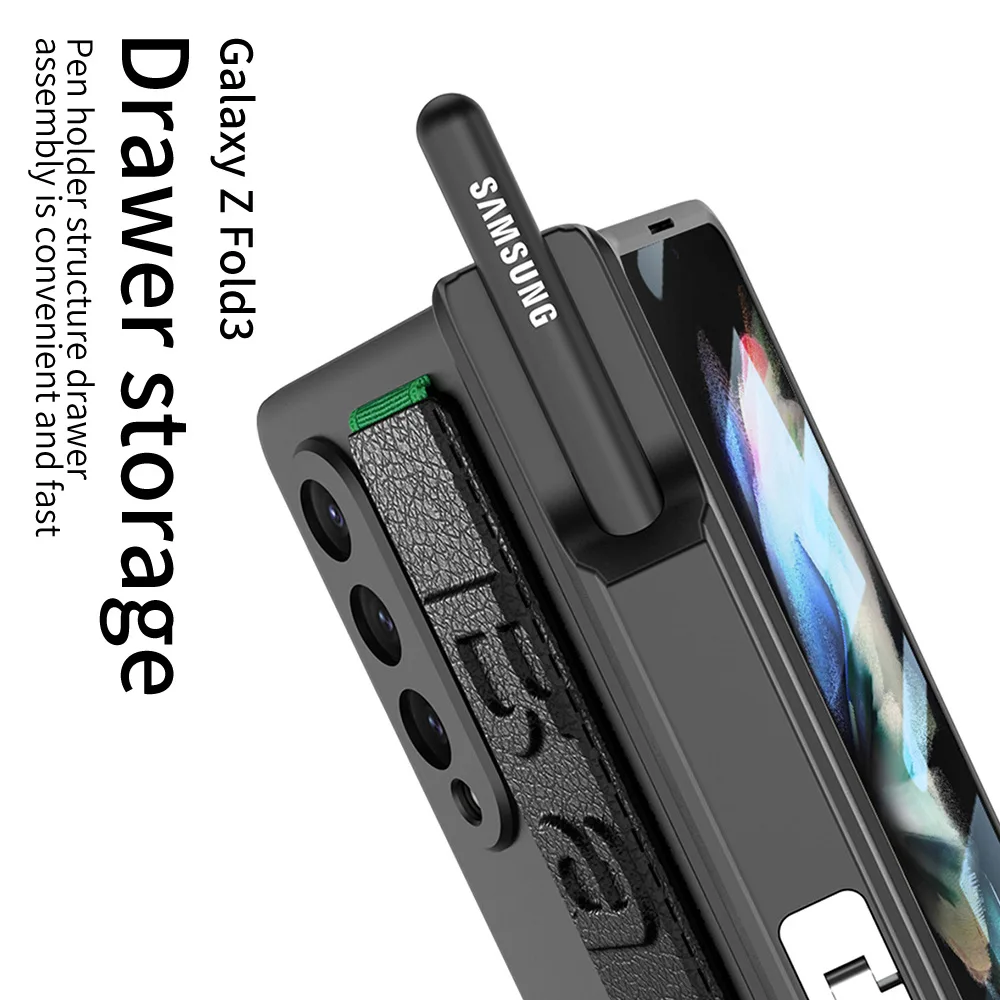 Funda de cuero elástica para Samsung Galaxy Z, funda de lujo antigolpes para Galaxy Z Fold3 - imagen 5