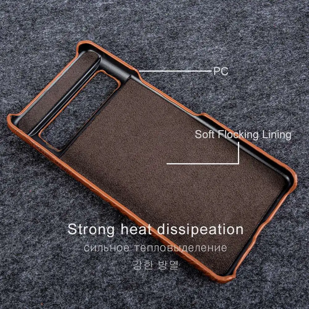 Para Google Pixel 7 Pro funda de piel auténtica de grano de cocodrilo para teléfono Pixel 10 6Pro 5A capa protectora trasera Carcasa - imagen 5