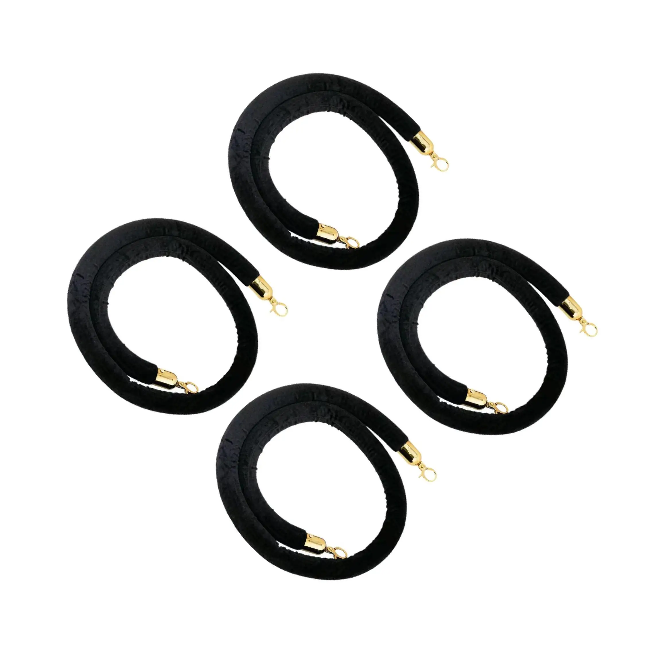 4x barreras de seguridad de control de multitudes de cuerda de estañón de terciopelo para postes de cola VIP negro