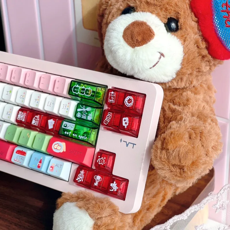 Teclas de grafiti minimalistas, perfil de cereza personalizado, tapa de llave de sublimación PBT, tapa de tecla de punto bonita de Anime de dibujos animados para jugadores DIY - imagen 2