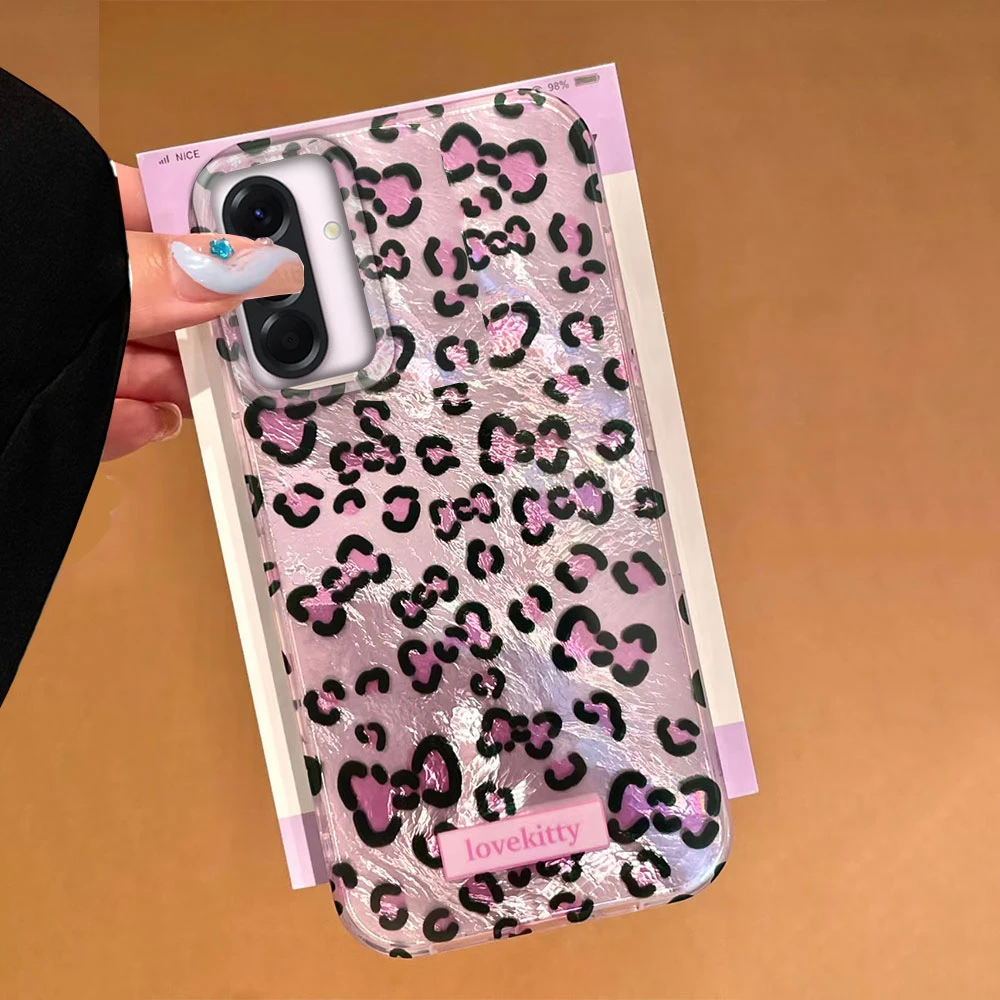 Funda de teléfono con textura de glaciar de leopardo rosa Retro para Samsung Galaxy A55 A56 A36 A26 A16 A53 A06 A14 A24 A34 A54 A15 A25 A35 - imagen 3