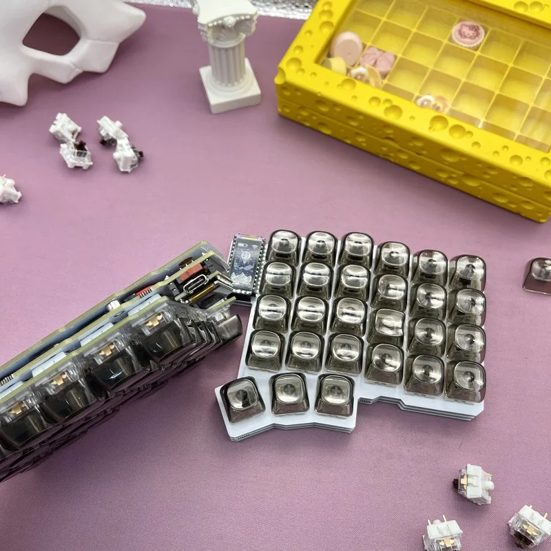 Silakka54 Teclado dividido Bluetooth con cable de modo Dual ergonómico Teclado Gamer Split personalizado ZMK Teclado mecánico para juegos de intercambio en caliente - imagen 3