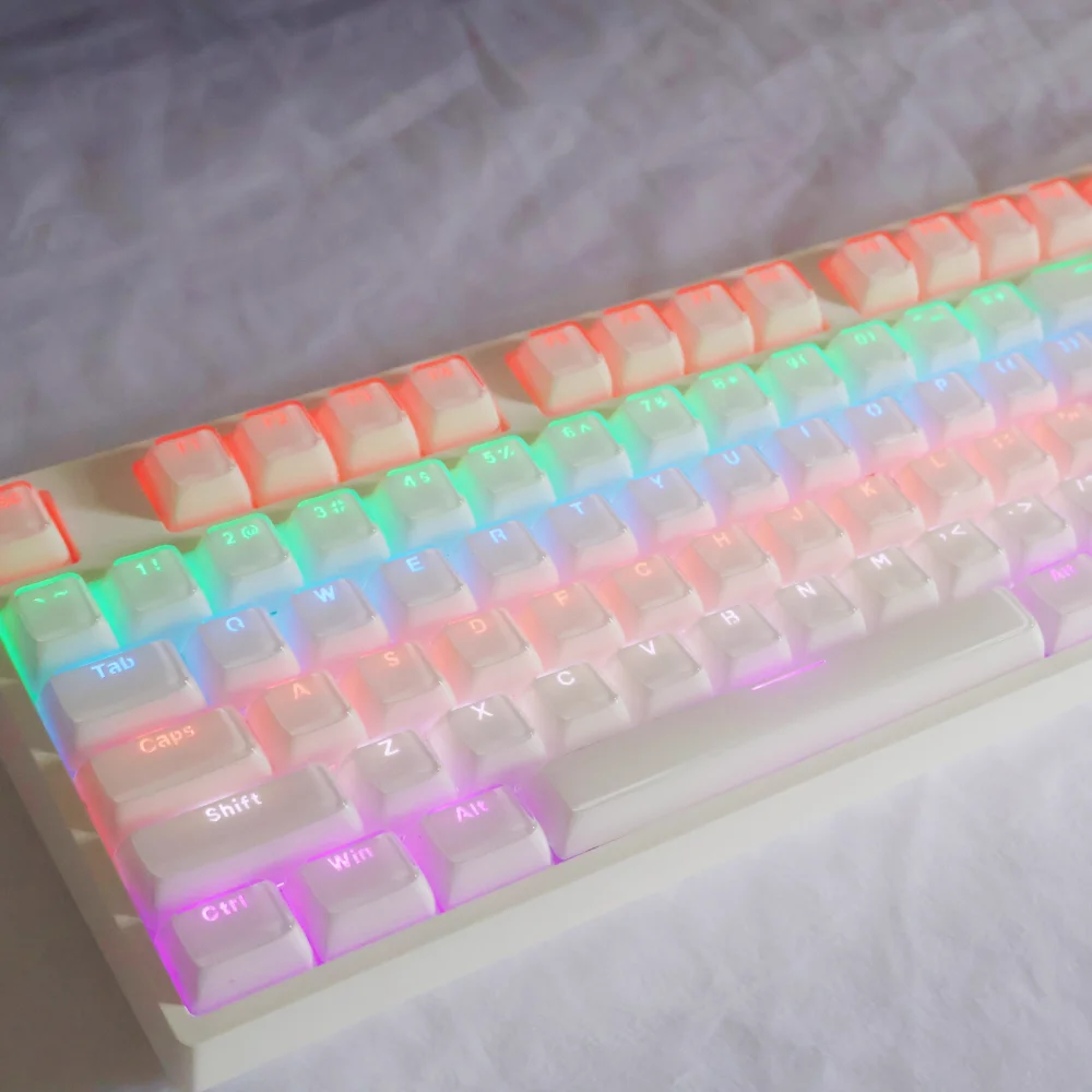 Juego de teclas transparentes PBT + PC, llavero de teclado de cristal OEM de 136 teclas, Compatible con teclado mecánico 64/84/98/108 - imagen 3