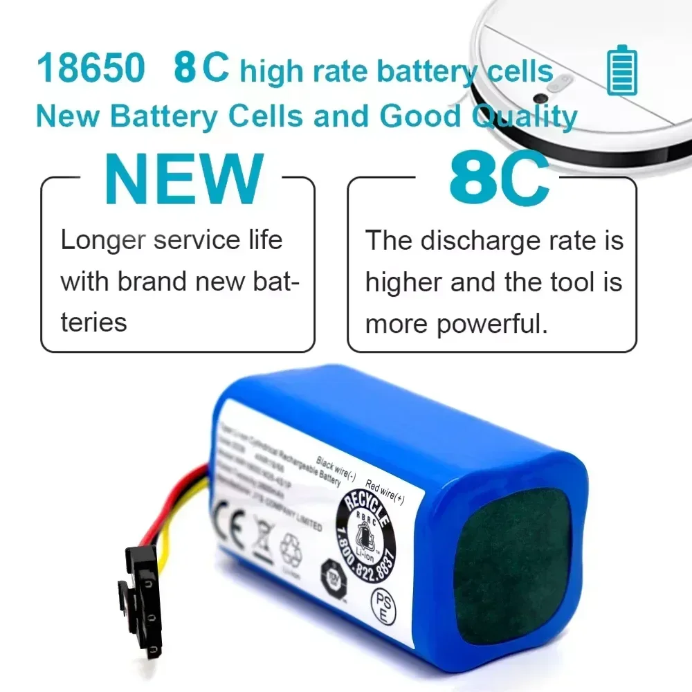 Batería de 14,4 V/14,8 V 2600mAh para aspiradora Xiaomi Mi Home 3C edición mejorada/Mi Robot aspirador 2 Lite/C103/E10C batería - imagen 2