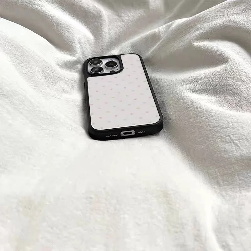 Ins lindos corazones coloridos borde plateado funda de teléfono epoxi TPU funda de teléfono anticaída para iPhone XR/11/12/13/14/15/16/17 Pro Max - imagen 2