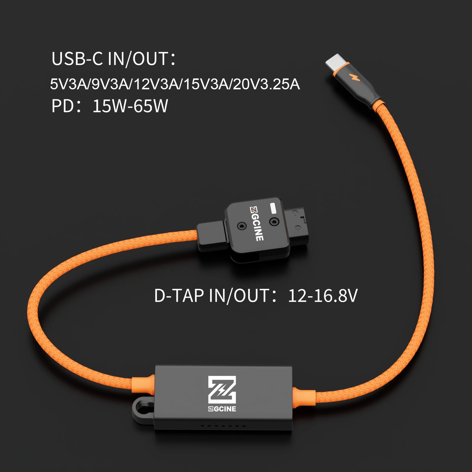 Cable de alimentación DTAP a USB C para cámara Cable de alimentación trenzado DTAP a USB C 65W PD rápido para batería de montaje en V cámara teléfono - imagen 4