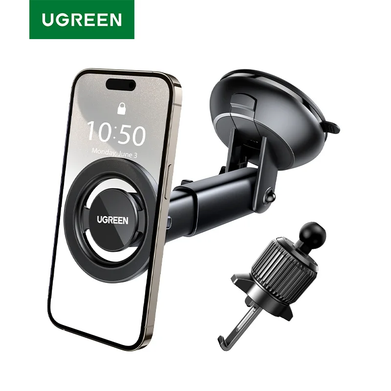 UGREEN Magnetic Car Phone Holder Dashboard Windshield Air Vent 3 in 1 Magsafe Car Phone Stand For iPhone 16 15 14 Pro Samsung