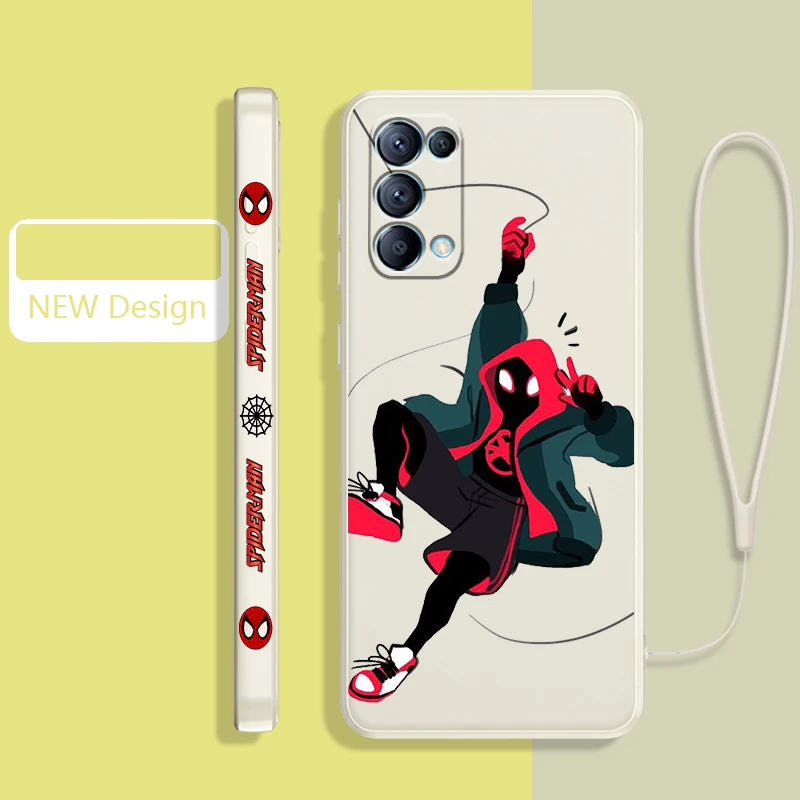 Funda de teléfono Spiderman Marvel Hero para OPPO Find X5 X3 X2 neo Pro Lite A5 A9 2020 A96 4G 5G, Funda de caramelo con cuerda izquierda líquida - imagen 5