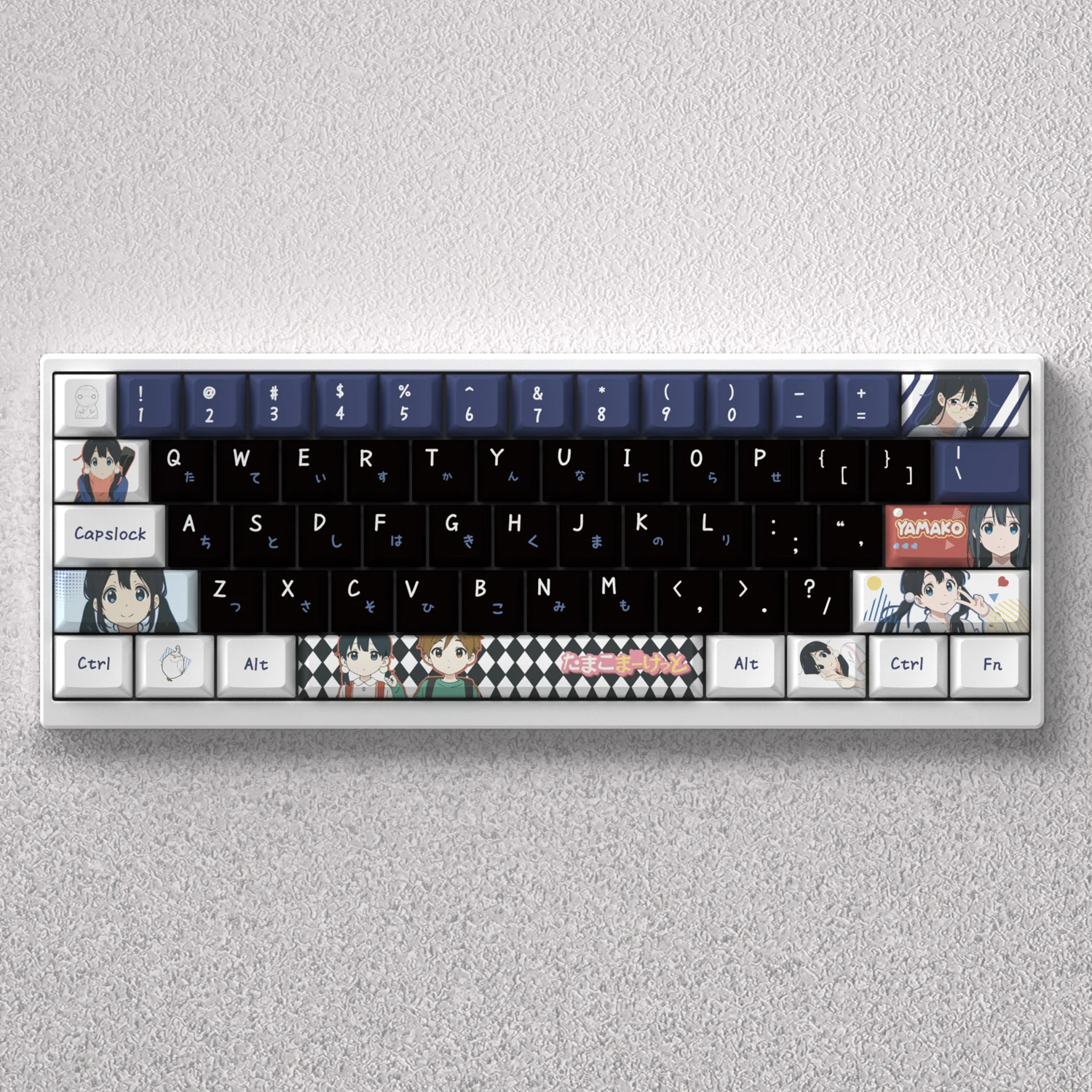 Teclas de Anime de 73/98 teclas Kitashirakawa Tamako PBT tinte sublimación cereza para teclado mecánico AULA F75 Mad 60he GK61 juego PC