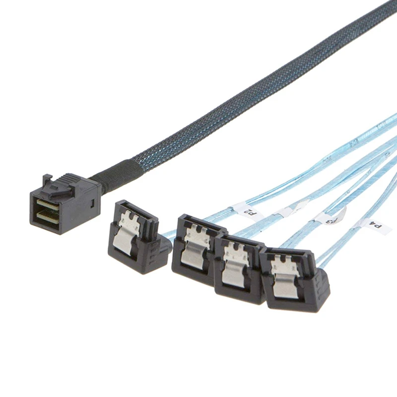 Nuevo adaptador de Cable HD Mini SAS 12G SFF-8643 a 4 SATA de 100cm, controlador de placa base interna a convertidor de disco duro de 90 grados - imagen 5