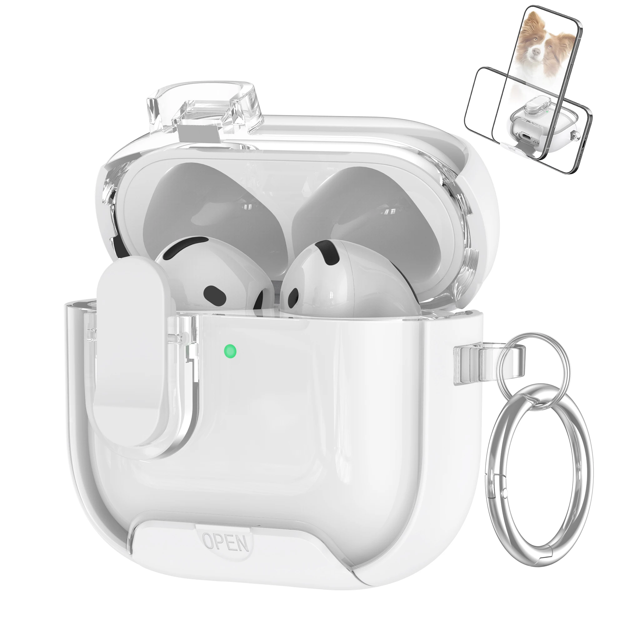 Funda protectora con Clip de bloqueo seguro para AirPods4, conector AirPods Pro 2, cubierta magnética, carga inalámbrica magnética - imagen 2
