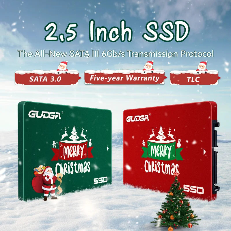 GUDGA-disco duro interno de estado sólido para ordenador portátil, dispositivo de almacenamiento de 2,5 pulgadas, SSD, 128GB, 256GB, 512GB, TLC, regalo para Navidad
