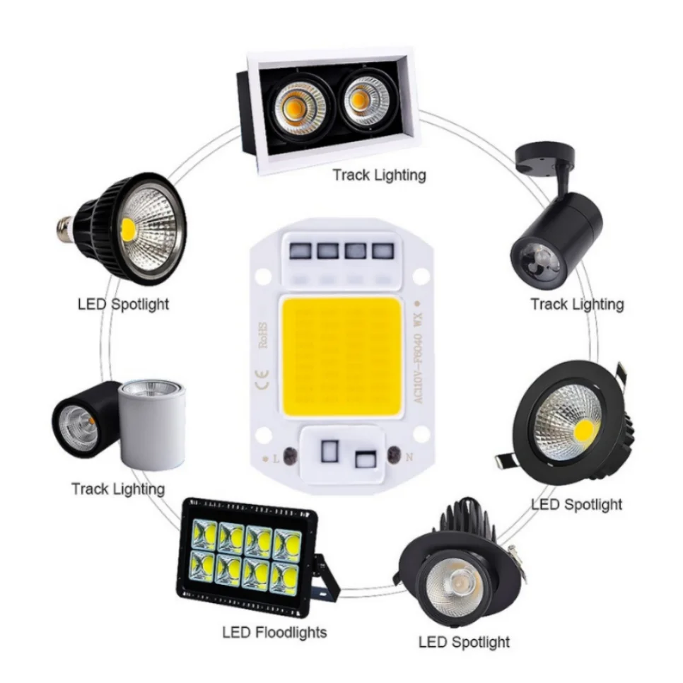 Lámpara LED COB de 10 piezas para exteriores, 20W, 30W, 50W, CA 220V, 240V, IP65, IC inteligente, sin necesidad de controlador - imagen 3