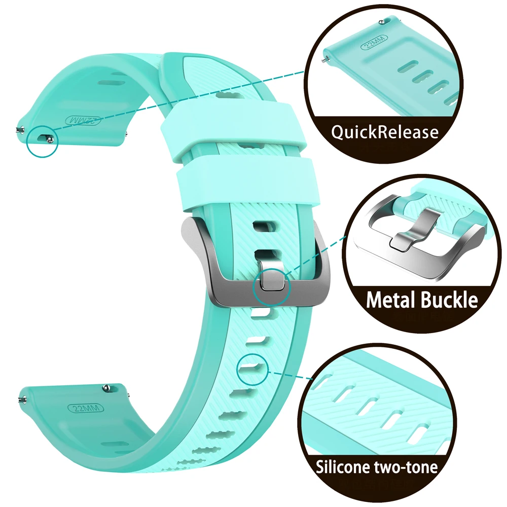 Correa deportiva de silicona de 22mm para Garmin Forerunner 570 265 255 Music/Vivoactive 4/Venu 3 2 para correas de reloj HUAWEI GT/Amazfit/Galaxy - imagen 5