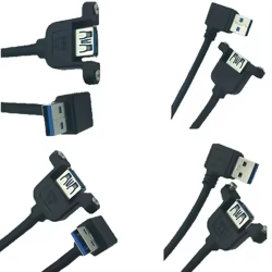 Cable Extensión USB 3.0 Macho-Hembra 90° Montaje en Panel