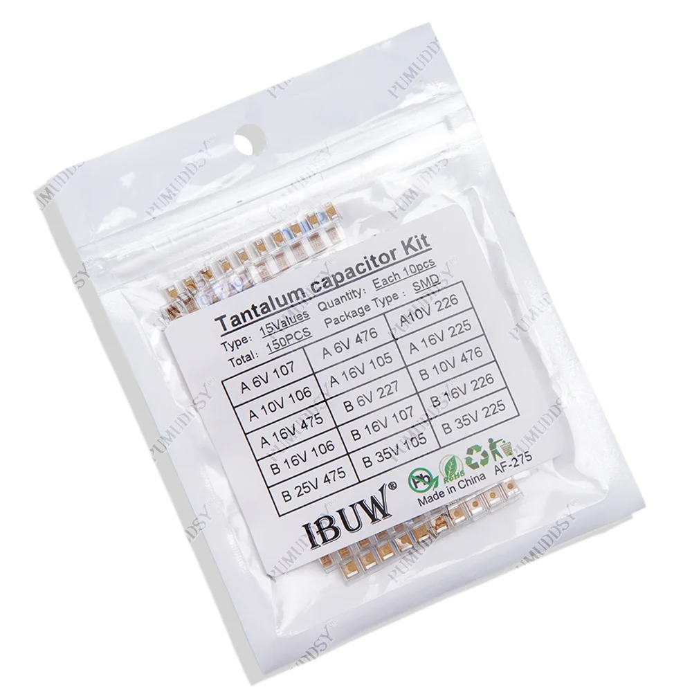 Kit surtido de condensadores de tantalio SMD, 15 valores, 1uf-220uf A/B, 1UF 2,2 UF 4,7 UF 10UF 47UF - imagen 4
