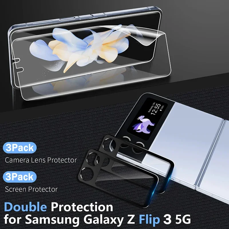 Protector de pantalla de cristal curvo 3D 6 en 1 para Samsung Z Flip 3 5G, película de hidrogel frontal para Galaxy Z Flip3, cubierta de película protectora de pantalla - imagen 3