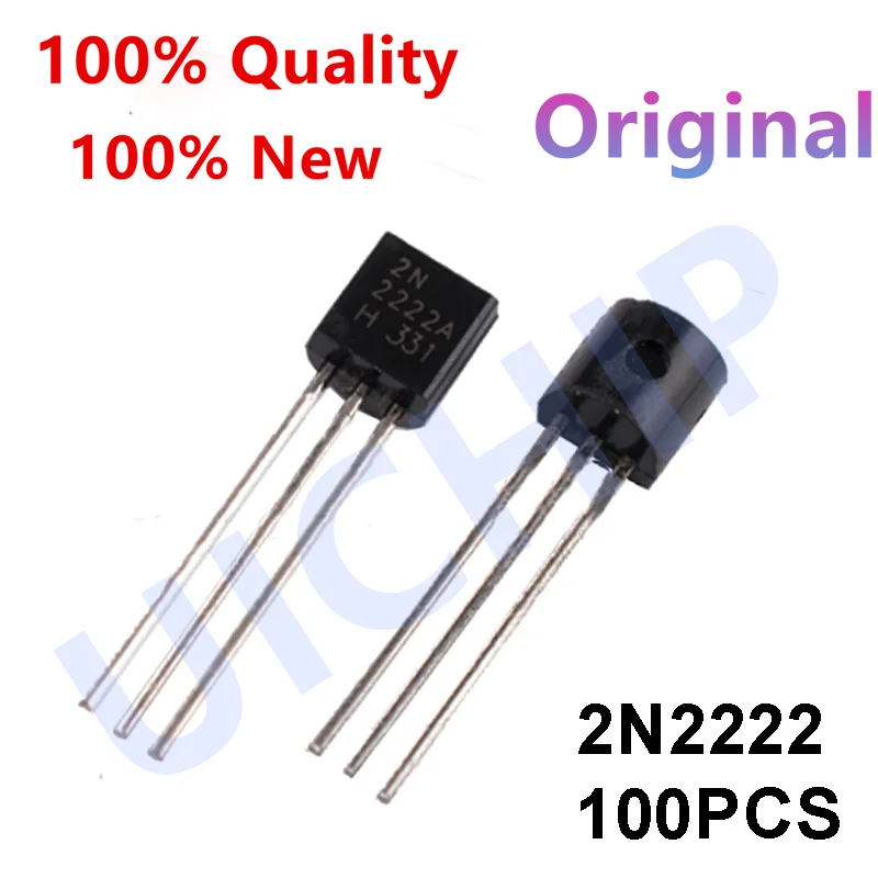 Transistores de conmutación 2N2222 TO-92, 40V, 0.8A, NPN, 100 piezas, originales, nuevos - imagen 2
