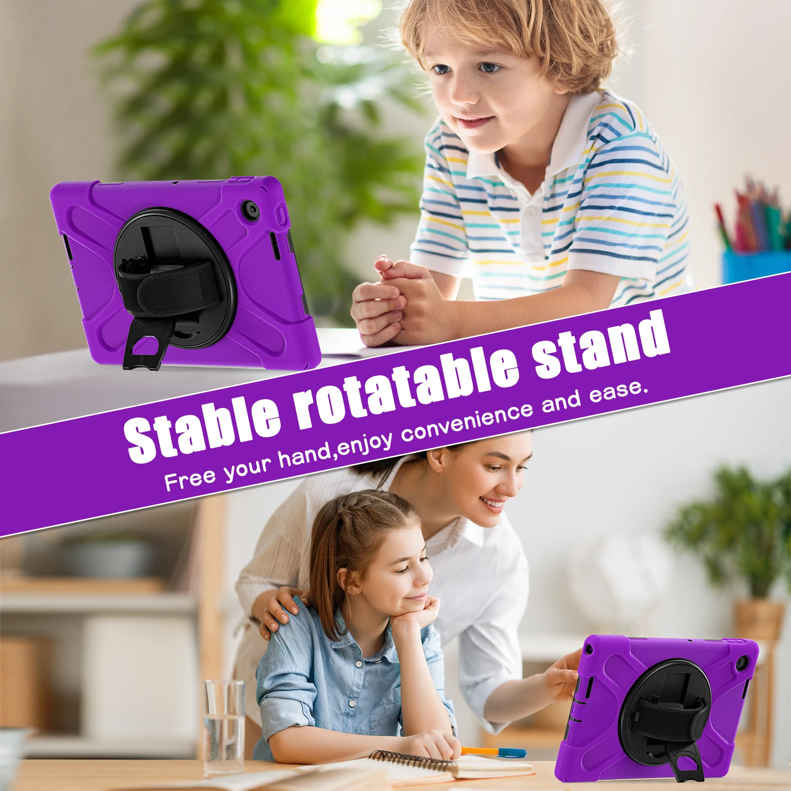 Funda resistente para Lenovo Tab 10,1 pulgadas 2025 K10C TB-311XU TB-311FU soporte giratorio 360 cubierta resistente con correa de mano y hombro - imagen 5