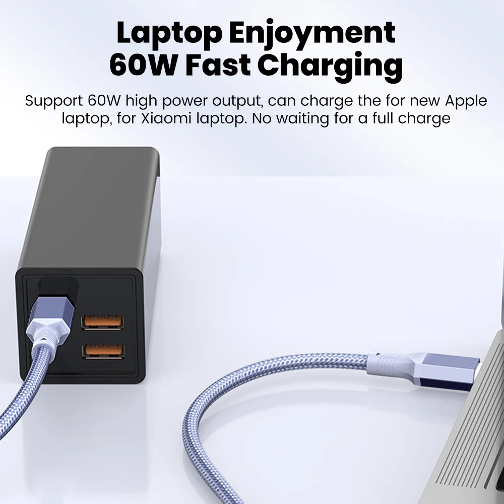 Cable USB C de codo corto de 10CM y 20CM, Cable de datos de carga rápida trenzado de 60W para iPhone 15 16, Huawei, Samsung, Xiaomi, Cable Dual tipo C - imagen 3