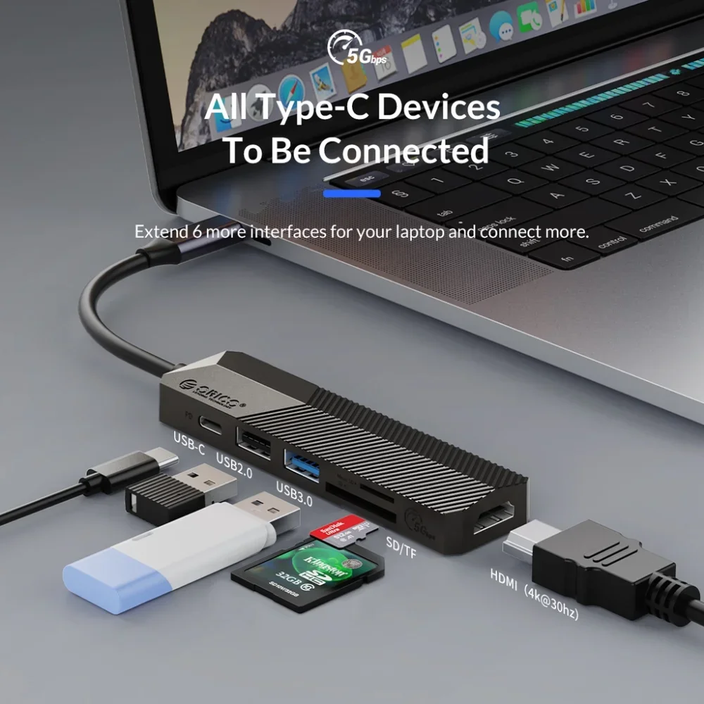 ORICO USB C HUB 4K HDMI SD/TF adaptador USB divisor adaptador para ordenador portátil tableta teléfono Macbook Pro Air USB expansor estación de acoplamiento - imagen 2